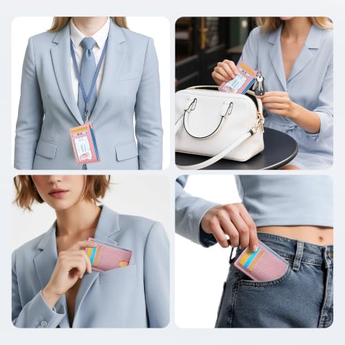 Mayski Slim Wallet, Credit Card Holder for Women, Minimalist Front Pocket RFID Blocking Card Cases, Small Wallet Women Men(Litchi Pink) - color: Litchi Pink