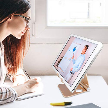 Aduro U-Rise XL Adjustable Aluminum Tablet Stand iPad Holder Foldable Phone Stand Compatible with iPhone iPad Pro 11, 9.7, 10.5 Air Mini 4 3 2, Nexus, Tab, E-Reader (4-12") Gold - color: Gold