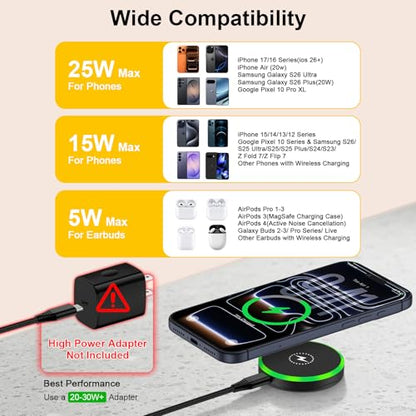 25W Magnetic Wireless Charger Pad for Samsung S26 Ultra S26+ S26 S25 Ultra - color: Black-2