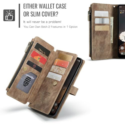 Google Pixel 11 Pro XL 5G Wallet Case with Card Holder,Brown - color: Brown, size: Pixel 11 Pro XL 6.8 Inch