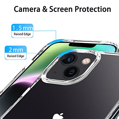 JJGoo Compatiable with iPhone 14 Case Clear, Transparent Shockproof Phone Case, Slim Anti-Scratch Hard PC Back Protective Cover Bumper, Clear - color: Clear