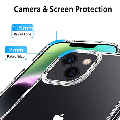 JJGoo Compatiable with iPhone 14 Case Clear, Transparent Shockproof Phone Case, Slim Anti-Scratch Hard PC Back Protective Cover Bumper, Clear - color: Clear