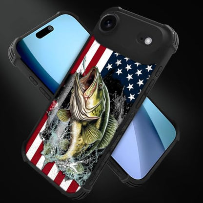 case for iPhone 17 Air,Compatible with Magsafe,All-Round Protection Shockproof Anti-Scratches TPU Case Cover-Vital Bass Fish American Flag - color: Vital bass fish American flag, size: IPhone 17 Air