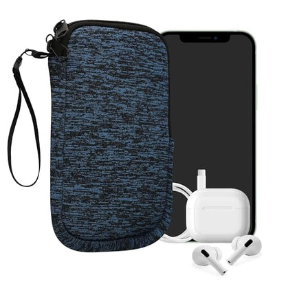kwmobile Universal Phone Pouch Size L - 6.5" - Neoprene Smartphone Pouch with Zip - Water-Repellent Mobile Phone Case - Sleeve in Deep Ocean/Black - color: Deep Ocean / black, size: L - 6.5"