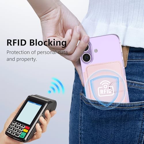 for MagSafe Wallet, Magnetic Phone Wallet RFID Blocking, 4 Card Holder - color: Pink
