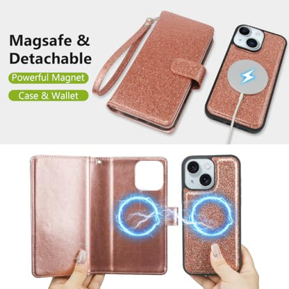 Varikke for iPhone 13 Wallet Case Compatible with Magsafe, Rose Gold - color: (Compatible with MagSafe) Rose Gold, size: iPhone 13 6.1"