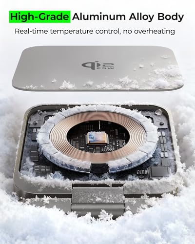 3 in 1 Charging Station for Apple - Qi2.2 25W Magnetic Wireless Charger for iPhone 18/17, Apple Watch, AirPods, Travel Fast Charging Foldable Stand with 45W GaN Adapter, Aluminum Alloy Design - color: Titanium Color