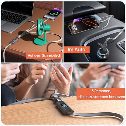 pzoz 100W 3 in 1 Charging Cable with LED Display, USB C Fast Charging