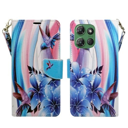 Zase for Motorola Moto G Power 5G (2025/2026) Wallet Phone Case Purse Protective Premium PU Leather Magnetic Closure w/Kickstand ID Card Slot Wrist Strap Cute Design (Blue Bird) - color: Blue Bird