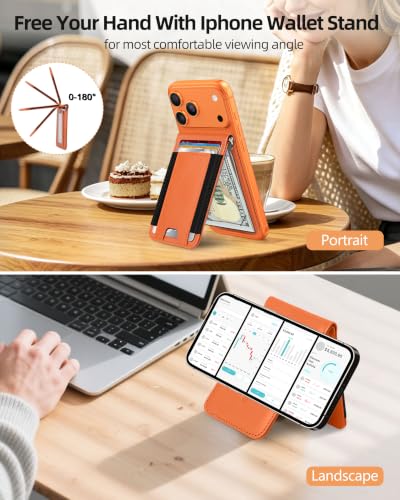 ExtreLife for MagSafe Wallet with Money Clip, ID Window & 8 Card Holder - color: Cosmic Orange