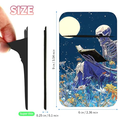 Phone Credit Card Holder Stick on, Cell Phone Pocket Self Adhesive Stretchy Stick on Wallet ID Credit Card Case Pouch Sleeve with Flap for All Smartphones, Book Skull Flower - color: Book Skull Flower