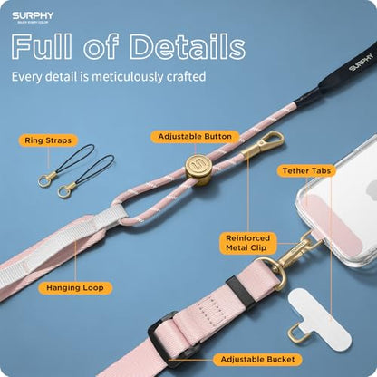 SURPHY Phone Lanyard Crossbody, Phone Strap with Light-Activated Strap Pink - color: Pink