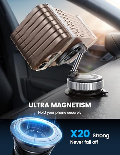 Lamicall for MagSafe Car Mount 70LBS Vacuum Dash& Windshield GPS Units - color: NEW Upgraded - Silver