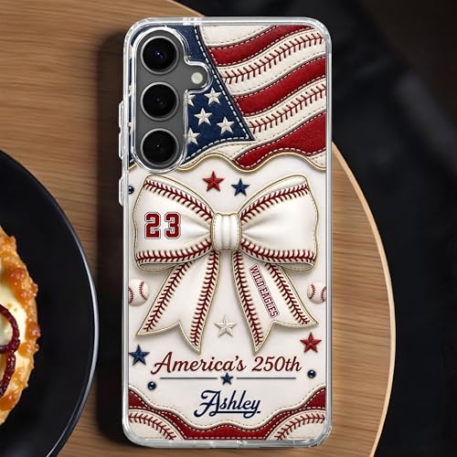 America's Wild Eagles Coquette Bow and Baseball Stitches - Personalized Clear Phone Case Custom Everyday Accessory Meaningful Gift for Loved Ones Unique Gear