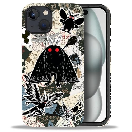 Case for iPhone 15, Dual Layer Phone Cover, Mothman Collage | Shockproof Hybrid Phone Case, Soft TPU and Hard PC, Durable Anti-Scratch Protection - color: Mothman Collage, size: Iphone 15