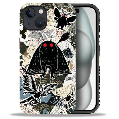Case for iPhone 15, Dual Layer Phone Cover, Mothman Collage | Shockproof Hybrid Phone Case, Soft TPU and Hard PC, Durable Anti-Scratch Protection - color: Mothman Collage, size: Iphone 15