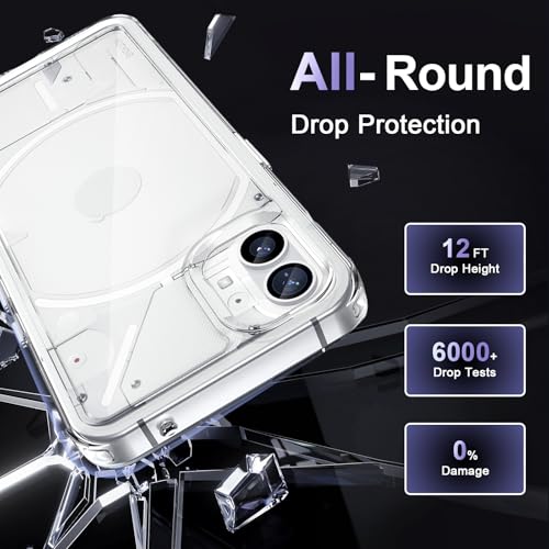 Case for Nothing Phone 1, Military Grade Drop Protection Clear Phone Case, Yellowing Resistant, Anti-Scratch Hard PC Back, Shockproof Hard Ultra-Thin Protective Cover, Transparent - size: Nothing Phone 1