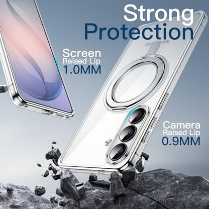 JETech 360° Rotatable Ring Stand Case for Samsung Galaxy S26, Clear | Compatible with MagSafe, Clear Back, Stand & Ring Holder, Shockproof Protection - color: Clear, size: Galaxy S26