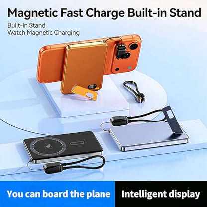 Thin Magnetic Digital Display Wireless Charging Battery Holder Case Without Battery Easy to Assemble for Electronics - color: Light Blue