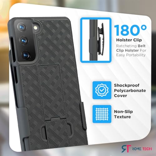 Designed for Samsung Galaxy S21 Plus Case with Belt Clip Holster | Rugged Holster & Protective Phone Case Combo with Anti-Slip Texture - Black - style: Galaxy S21 Plus