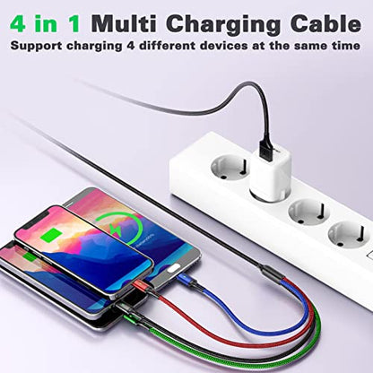 Multi Charging Cable 4A,5ft/2Pack 4in1 USB Charger Cable