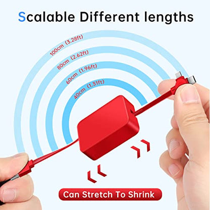 2 Pack 3 in 1 Charging Cable Retractable, USB Multi Charging cables - color: Black+Green