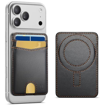 for Magsafe Wallet Magnetic Card Holder RFID Blocking, Black - color: Black