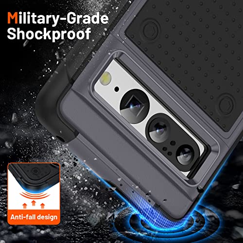 Jeylly Compatible with Google Pixel 7 Pro Case, Shockproof Full Body Protection Hybrid Hard PC+Soft TPU Rubber Slim Fit Durable Cover Case for Google Pixel 7 Pro 6.7 inch, Gray - color: A Gray+Black, size: Google Pixel 7 Pro