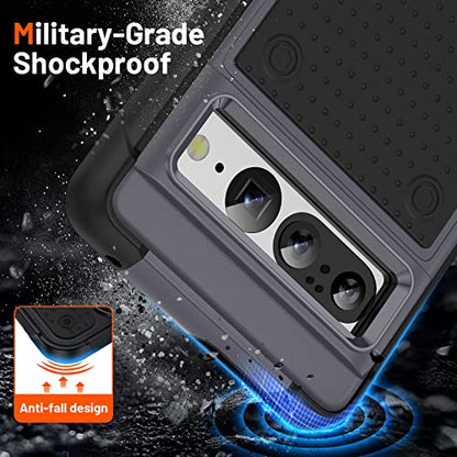 Jeylly Compatible with Google Pixel 7 Pro Case, Shockproof Full Body Protection Hybrid Hard PC+Soft TPU Rubber Slim Fit Durable Cover Case for Google Pixel 7 Pro 6.7 inch, Gray - color: A Gray+Black, size: Google Pixel 7 Pro