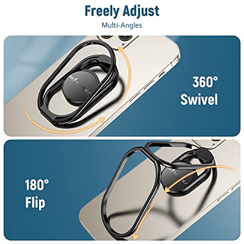 Phone Ring Holder Finger Kickstand 360°Rotation Cellphone Back Grip Foldable Cell Phone Stand for Desk Compatible with iPhone iPad Smartphones Tablets (Black) - color: Black