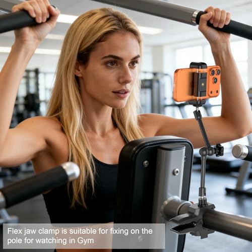 Phone Holder Jaw Flex Clamp Clip Mount,360°Adjustable Aluminium Alloy Arm Mount,Cellphone Clip Stand for Desk/Table/Post/Board,Compatible with 3.5~7.5" iPhone/HTC/LG/Huawei/Galaxy/Gopro Hero