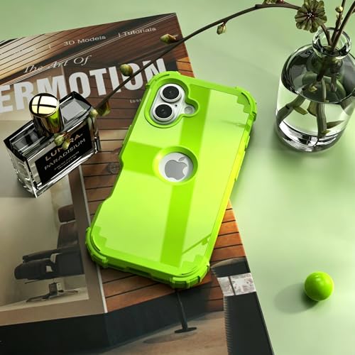 IDweel for iPhone 16 Case with Screen Protector,Luxury 3 in 1 Shockproof Slim Fit Hybrid Heavy Duty Hard PC Cover Soft Silicone Bumper Full Body Anti-Fingerprint Case,Glitter Grass Green - color: Glitter Grass Green