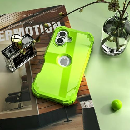 IDweel for iPhone 16 Case with Screen Protector,Luxury 3 in 1 Shockproof Slim Fit Hybrid Heavy Duty Hard PC Cover Soft Silicone Bumper Full Body Anti-Fingerprint Case,Glitter Grass Green - color: Glitter Grass Green