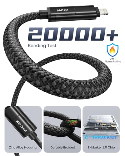 Silkland 4 in 1 Multi Charging Cable 240W Fast Charging Cords 5FT, Braided