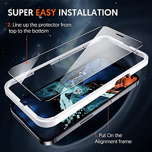 Fotbor Compatible for iPhone 12 Pro/12 Screen Protector - 3 Pack [Military-Grade Shatterproof] Full Coverage Tempered Glass w/Alignment Frame HD Clear Film for Apple iPhone 12 & Pro 6.1" - size: 6.1 inch-iPhone 12/12 Pro