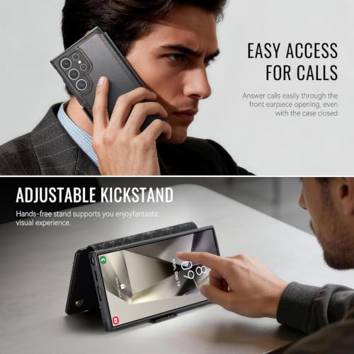 for Galaxy S24 Ultra Slim Wallet Case Wireless Charging, Black - color: Black, size: Samsung Galaxy S24 Ultra