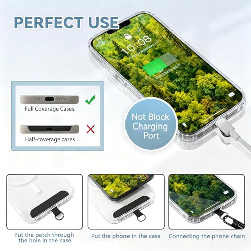 2 Pack Phone Lanyard and Wrist Strap Set, Adjustable Crossbody Neck Strap & Secure Phone Wrist Strap with 4 Pcs Tether Tabs, Adjustable Nylon Cell Phone Strap for iPhone & Samsung, Universal Fit