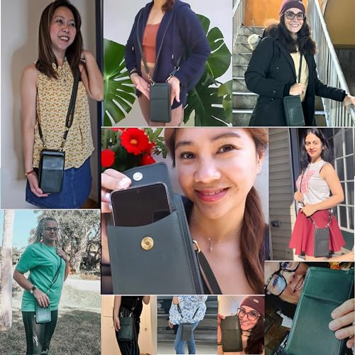 BULL GUARD Crossbody Bag for Women, Leather Phone Wallet Purse with Adjustable Anti Theft Strap & RFID Blocking 12 Card Slots - color: Lush Green Tea Goddess - Small