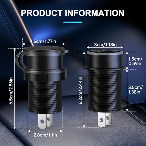 BlueFire USB C Car Charger Socket, 20W PD & QC3.0 with Voltmeter