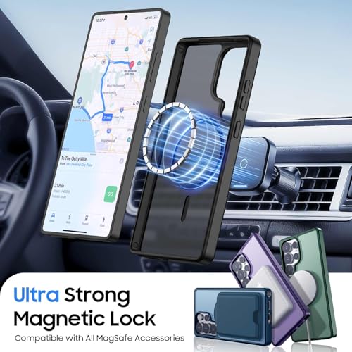 Magnetic for Samsung Galaxy S25 Ultra Wallet Case with Card Holder﻿ | Compatible with MagSafe, Shockproof Phone Cover with Detachable RFID Blocking Card Slot, Black - color: Black, size: S25 Ultra 6.9"
