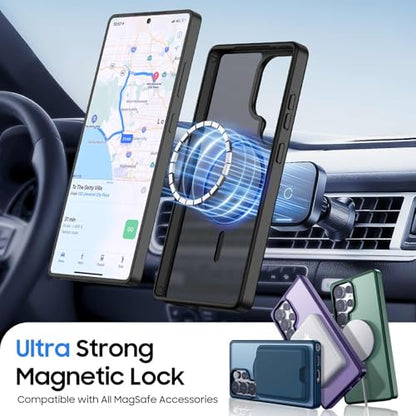 Magnetic for Samsung Galaxy S25 Ultra Wallet Case with Card Holder﻿ | Compatible with MagSafe, Shockproof Phone Cover with Detachable RFID Blocking Card Slot, Black - color: Black, size: S25 Ultra 6.9"