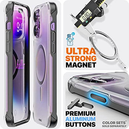 REBEL Clear Case for iPhone 14 Pro Max [Frosted Series Gen-4] Strong MagSafe Compatible, Translucent, Matte Texture, Protective Shockproof Bumpers, Metal Buttons, 6.7 Inch Phone 2023 (Frosted Black) - color: Frosted Black, size: iPhone 14 Pro Max