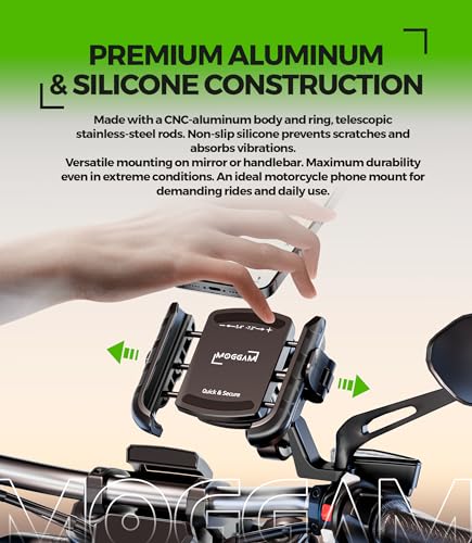 Motorcycle Phone Mount Anti Vibration Mirror & Handlebar Scooter