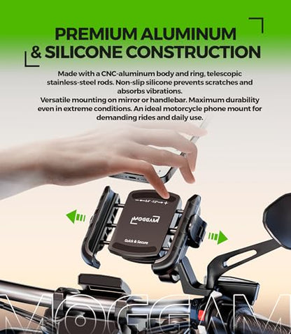 Motorcycle Phone Mount Anti Vibration Mirror & Handlebar Scooter