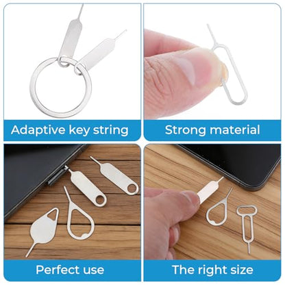 Qianyu 17 PCS SIM Card Removal Tool Set, Stainless Steel Phone Tray Opener Pin SIM Card Pin Universal SD Cards Tray Watchchain Link Remover Compatible with Smartphones Tablets