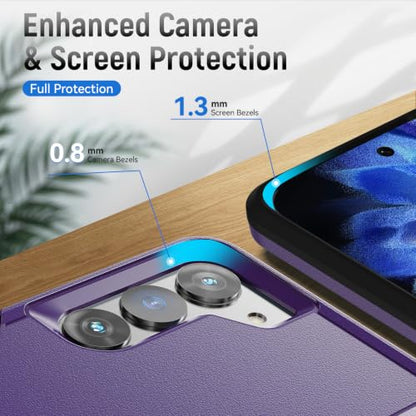 for Samsung Galaxy S23 Case with HD Screen Protector, Dual Layer Military Grade Drop Tested, Heavy Duty Rugged Shockproof Non-Slip Outdoor Protective Cover, Purple - color: Purple