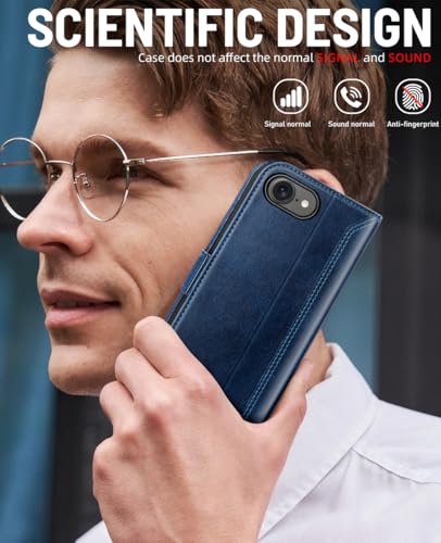 OCASE for iPhone 17e/iPhone 16e Wallet Case, Card Holder, Retro Blue | RFID Blocking, Kickstand, Magnetic Closure, PU Leather Flip Folio, Shockproof TPU Shell, Protective Phone Cover (6.1") - color: Retro Blue