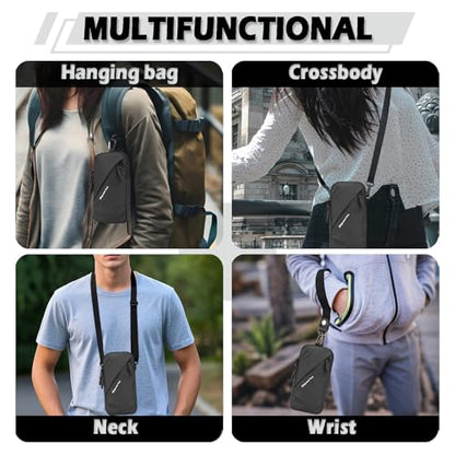 Prime Comfort Cell Phone Sleeve Pouch with Adjustable Crossbody Strap Neck Lanyard and Wrist Strap, Cell Phone Holder Around Neck, iPhone Holder for Walking for Men Women (Black) - color: Black