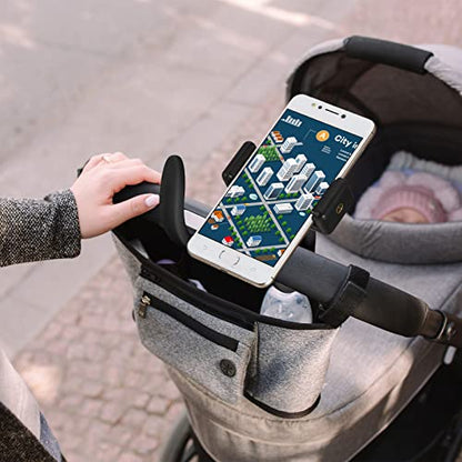Amylove 2 Pcs Stroller Phone Holder Universal Stand, Black, Novel - style: Novel