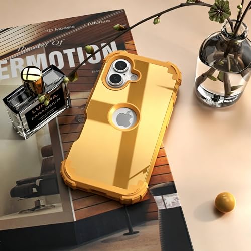 IDweel for iPhone 16 Case with Screen Protector,Luxury 3 in 1 Shockproof Slim Fit Hybrid Heavy Duty Hard PC Cover Soft Silicone Bumper Full Body Anti-Fingerprint Case,Glitter Sundial Golden - color: Glitter Sundial Golden